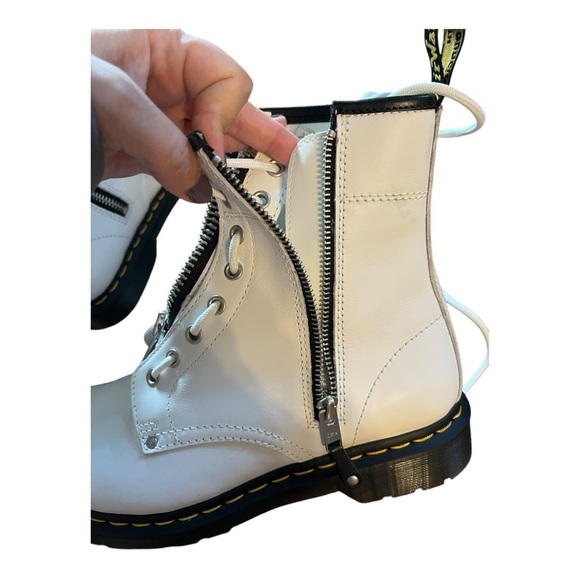 New Dr. Martens Women's 1460 Double Zip Leather Boots - white leather - Picture 8 of 10